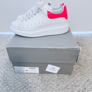White and Peony Pink Oversized Alexander McQueen Sneakers